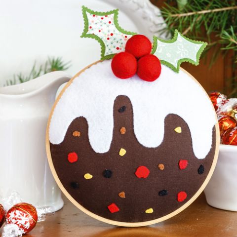 Christmas Pudding Hooped Wallhanging
