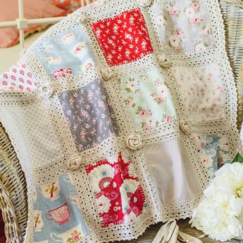 Crochet-Joined Fabric Blanket