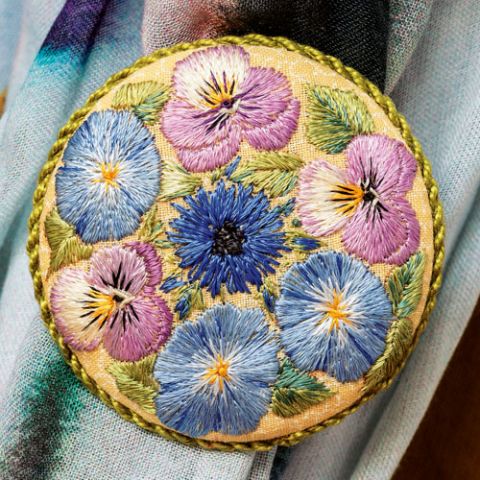 Flower Bouquet Embroidered Brooch