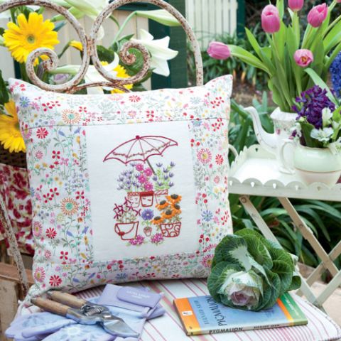 Flowers In The Garden Embroidered Cushion