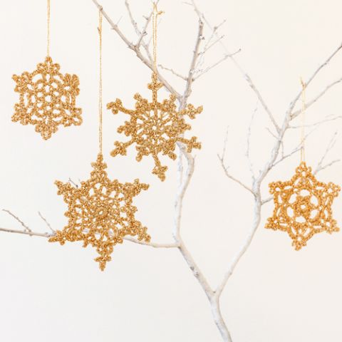 The Pure Gold of Snow Crochet Snowflake Ornaments