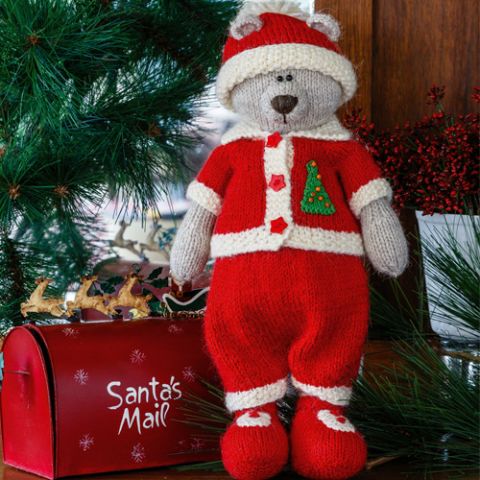 Knitted Santa Bear